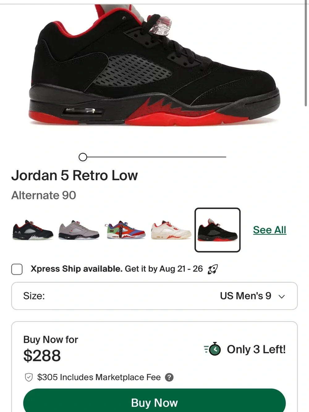 Air Jordan 5 Retro Low BG 'Alternate 90' Size 9 preowned excellent 🔥🔥